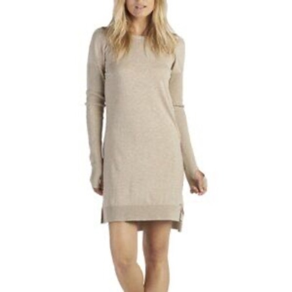 UGG Liliana Sweater Dress Oatmeal Heather V-Back Thumbhole Mini XL